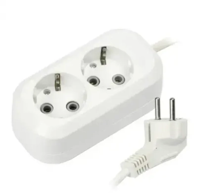 Удлинитель сетевой электрический бытовой EX&EL 2 гнезда 1м с заземлением