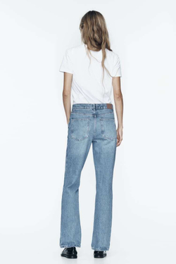 ZARA ДЖИНСЫ Z1975 SLIM С ВЫСОКОЙ ПОСАДКОЙ, ВЫЦВЕТШИЙ СИНИЙ