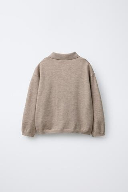 ZARA ТРИКОТАЖНЫЙ ДЖЕМПЕР ПОЛО, БЕЖЕВЫЙ