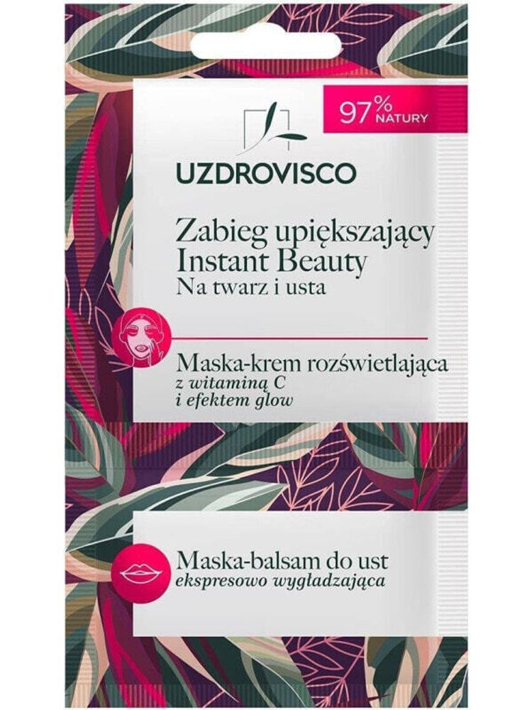 Маски Uzdrovisco UZDROVISCO Instant Beauty maska-krem rozświetlająca z wit. C + maska-balsam do ust 8ml