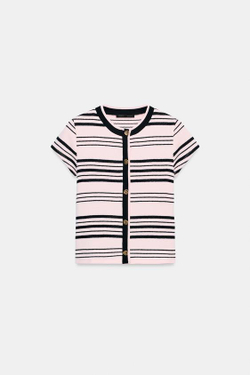 ZARA ТОП В ПОЛОСКУ С ПУГОВИЦАМИ, РОЗОВЫЙ