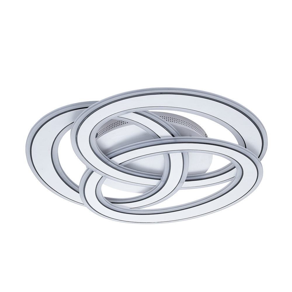 Потолочный светодиодный светильник 140Вт, 5590лм, 3000-6000K, Ra>80, плавная регулировка мощности, изменение цветовой температуры, ночник, пульт, металл/акрил, белый/черный