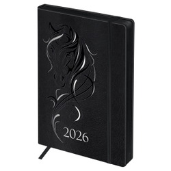 Ежедневник датированный 2026г., А5, 176л., твердый переплет, кожзам, BG "Horse. Shade", цветной срез, с резинкой, карман DdА5_09397