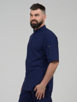 Темно-синяя мужская рубашка-китель "Мир" для повара и кондитера NVDesign