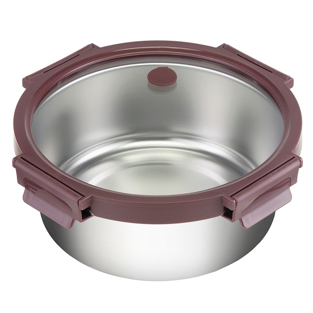 Контейнер стальной круглый Click Steel, 1,5 л, сливовый
