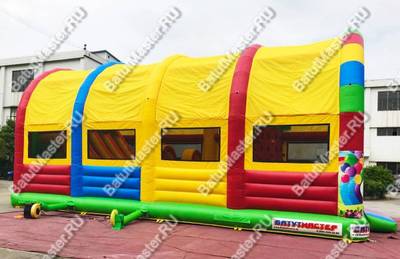 Надувной батут "Страна Сафария" с крышей и высокими горками 12*6*6 м