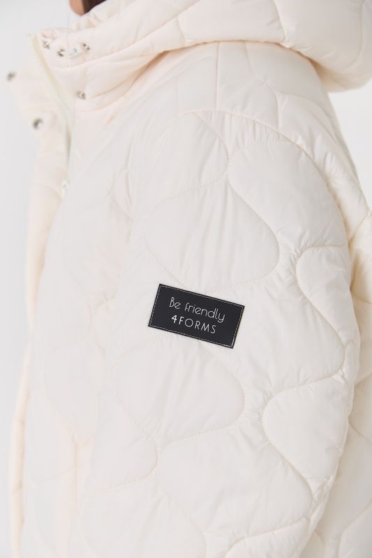 Пуховик стеганый длинный, молочный