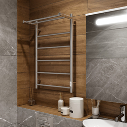 Полотенцесушитель электрический EWRIKA Сафо PN 80x55 см, подключение справа, слева, хром, лесенка, с полкой