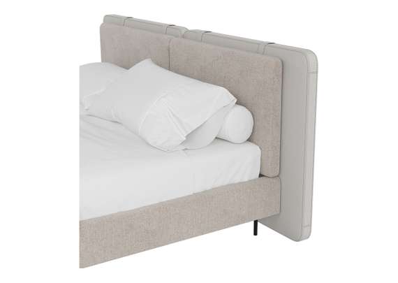 Кровать двуспальная Hub 180 см (бежевый, экокожа, рогожка)