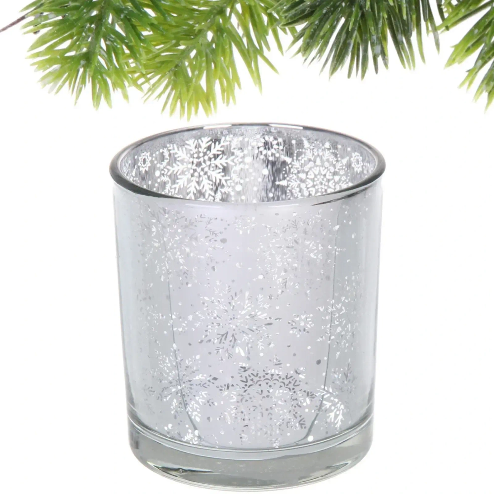 Подсвечник «Снегопад» 7*7,8 см, Серебро