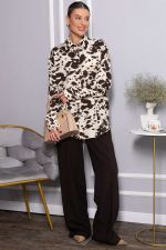 Блуза Тайна очарования (бело-коричневая) Б14432-5М LT Collection