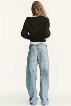 ZARA ДЖИНСЫ TRF SHIFTED SEAM С НИЗКОЙ ПОСАДКОЙ, ГОЛУБОЙ