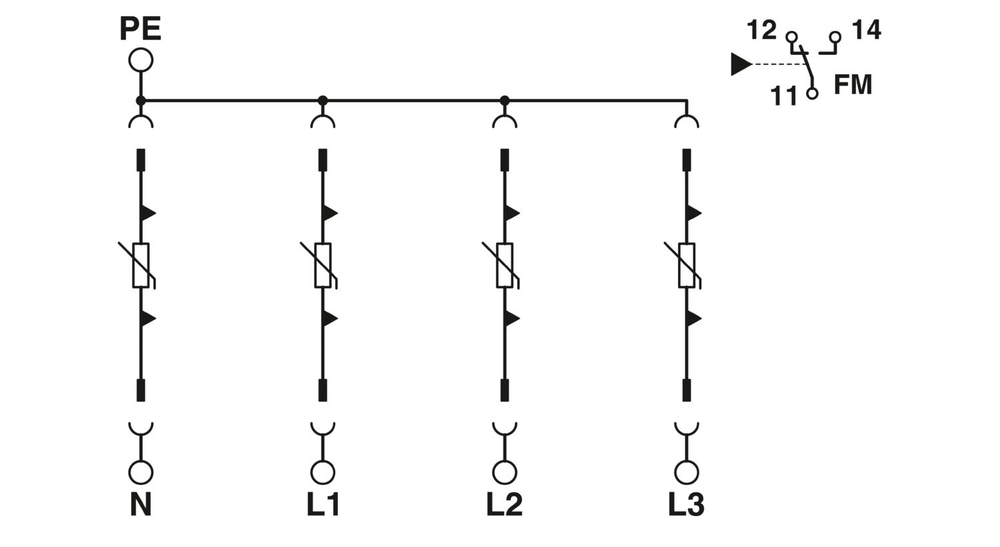 1076468 - VAL-SEC-T2-4+0-440-FM - Разрядник для защиты от импульсных перенапряжений, тип 2