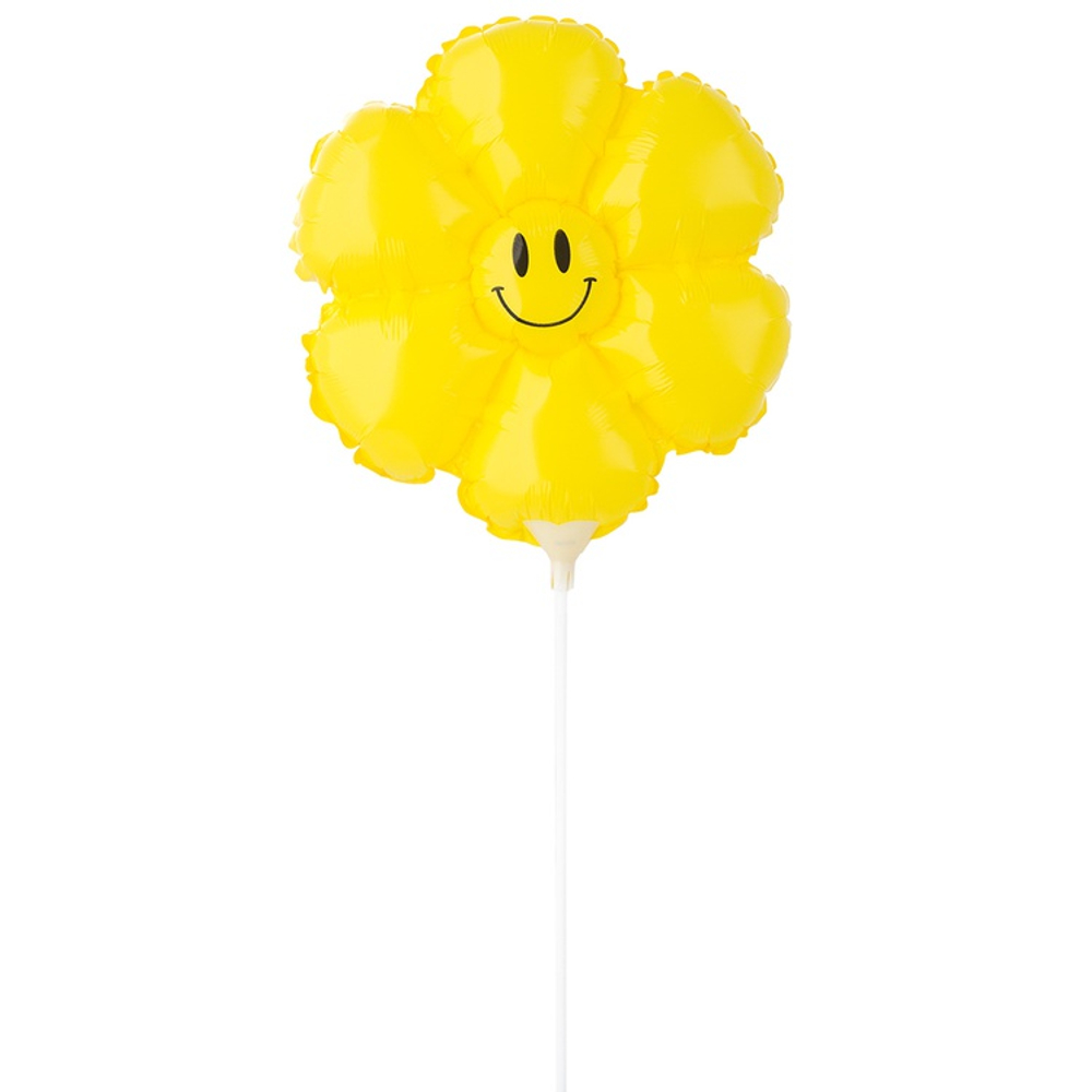 Шар Фольгированный Ромашка желтая на палочке (Желтый)