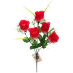 Цветы искусственные 30см «Розы» 5 цветков розовые