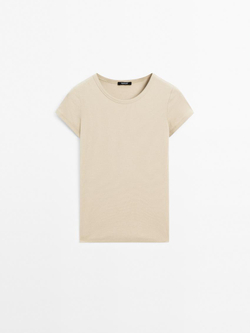 Massimo Dutti Футболка из смесового хлопка, светло-зеленый