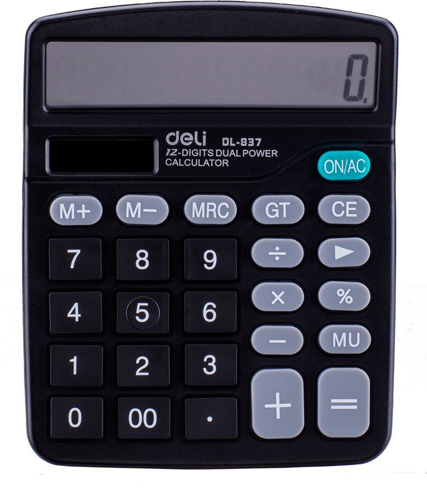 Калькулятор настольный ДЕЛИ 12 разрядов черный 150*119*38 мм (E837)