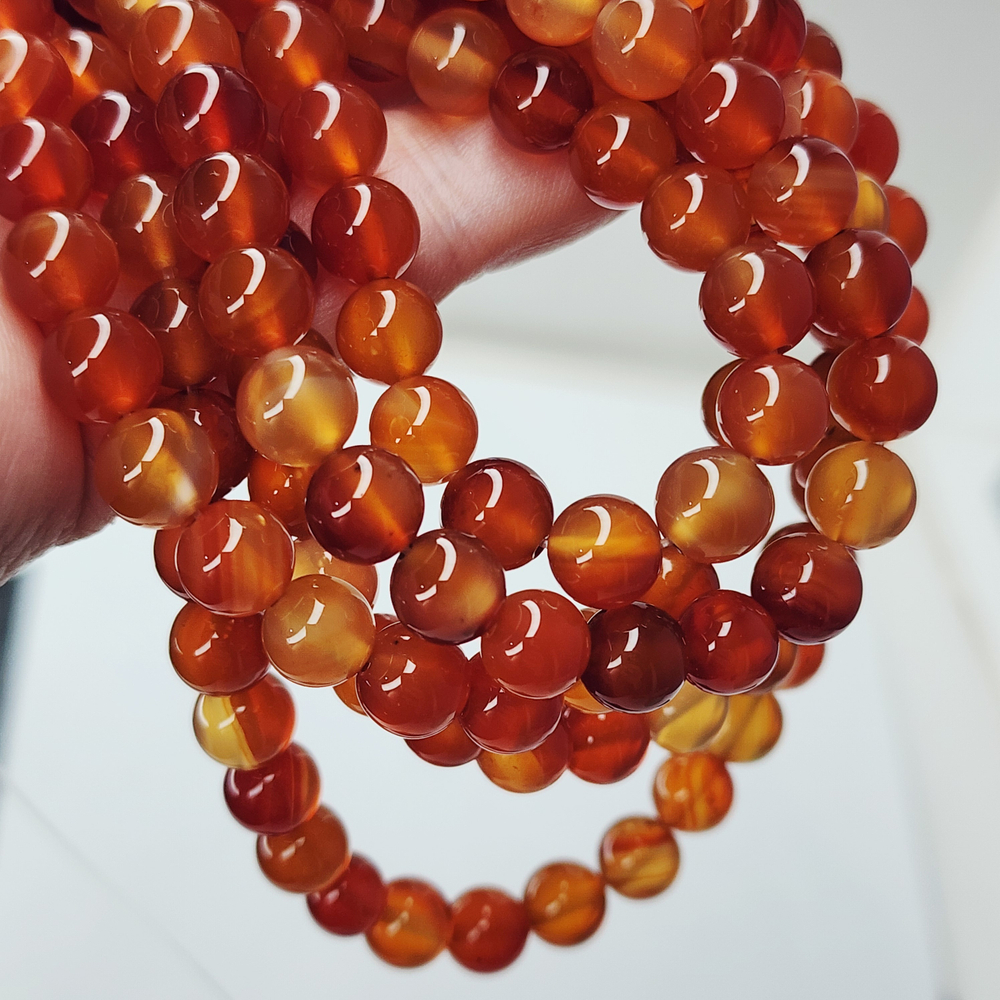 Сердолик, бусина шар, размер 8мм, цена за нить 19 см