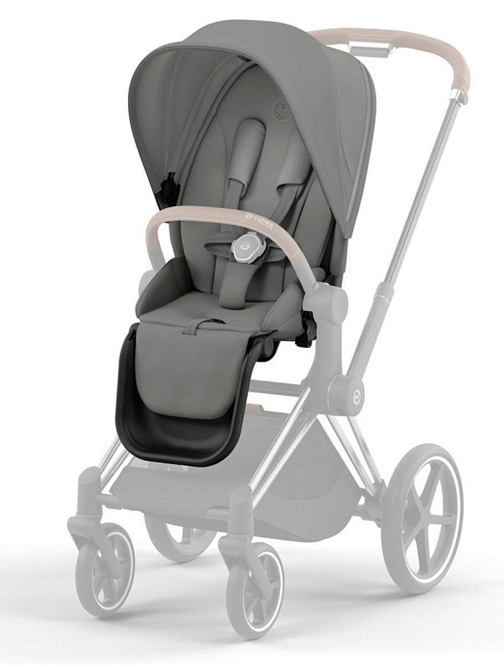Коляска 3 в 1 Cybex Priam IV Chrome Brown complete и автокресло Cloud T i-Size Sepia Black Plus Mirage Grey