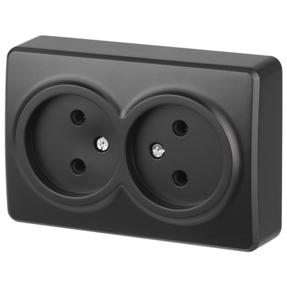 Розетка ЭРА Эксперт 11-2202-05 2х2P IP20 16A-250В ОУ антрацит | Эра Эксперт