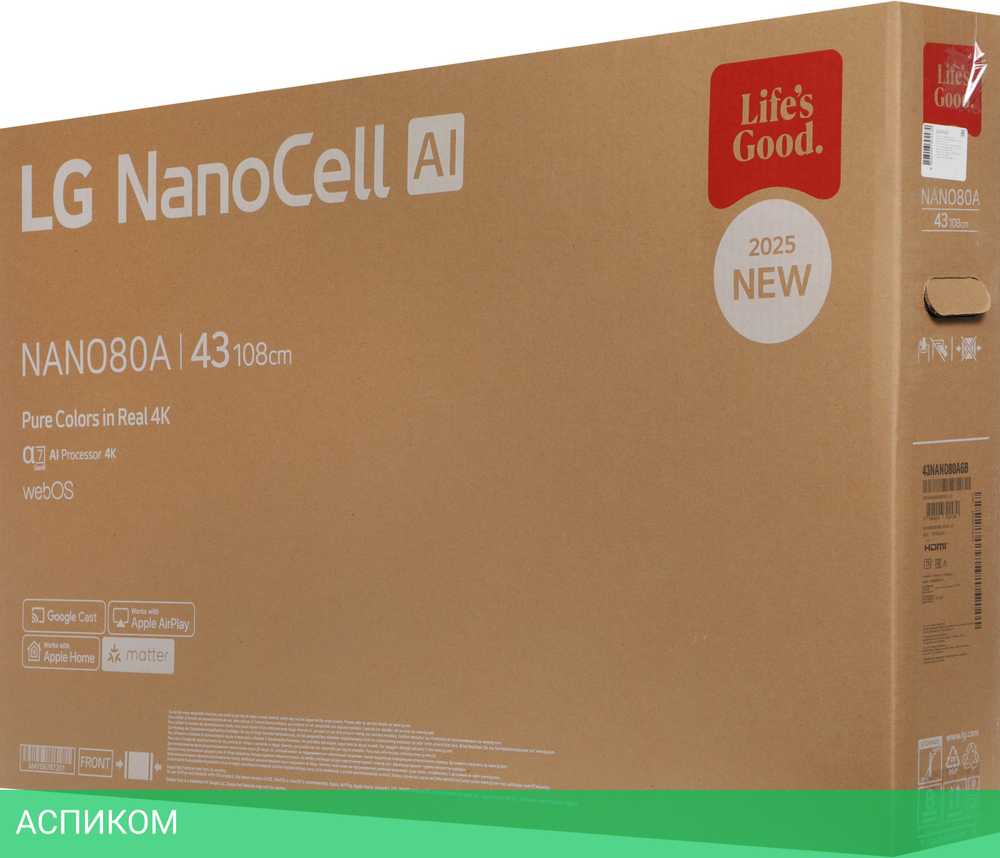 Телевизор LED LG 43" 43NANO80A6B.ARUG
