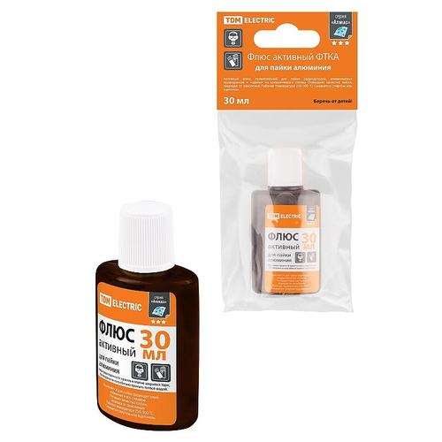 Флюс активный ФТКА, для пайки алюминия, 30 мл, дозатор, инд. упаковка, серия "Алмаз" TDM