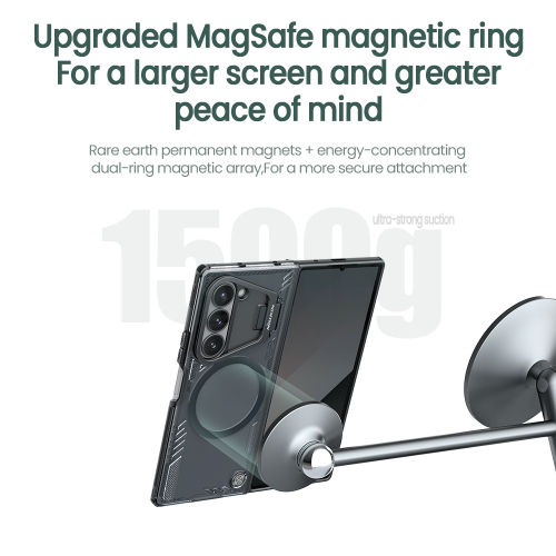 Чехол тонированный от Nillkin с металлической откидной крышкой и поддержкой магнитной беспроводной зарядки MagSafe на Samsung Galaxy Z Fold 6 5G, серия Iceblade Fold Magnetic Case