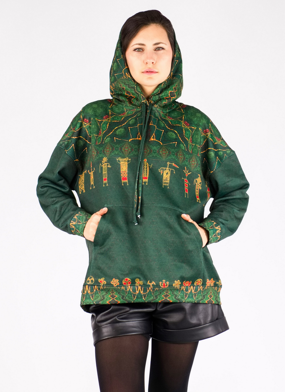 Худи «Петроглифы», принт по мотивам наскальных рисунков североамериканских индейцев