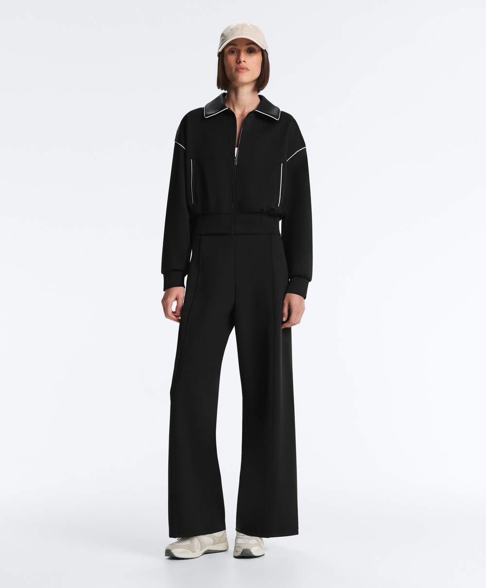 Oysho Куртка с эффектом неопрена без капюшона, черный