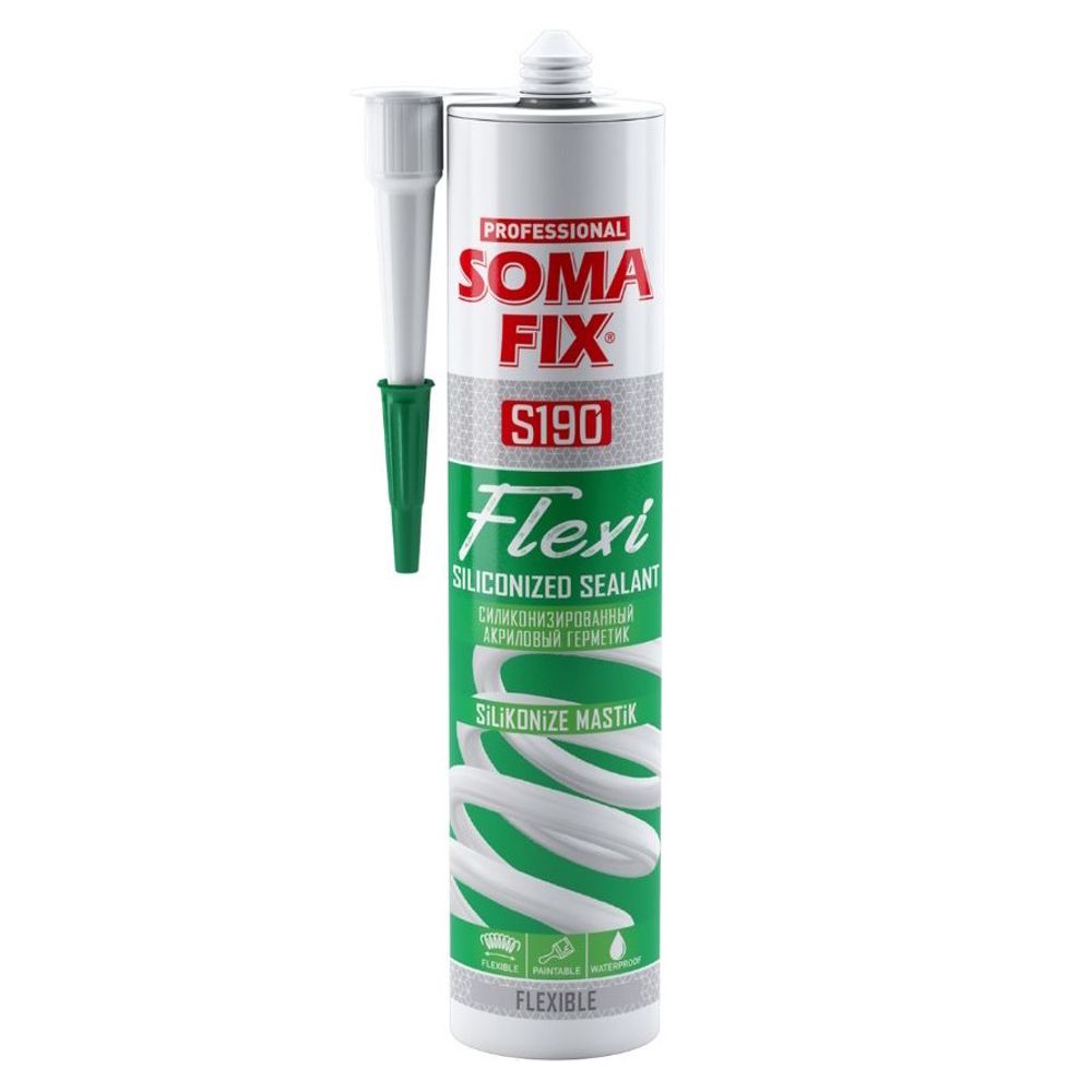 Герметик акрил.  SOMA FIX FLEXI  (мастика)  силиконизир. белый  310мл    / S190 * НЕМОРОЗОСТ. от +5