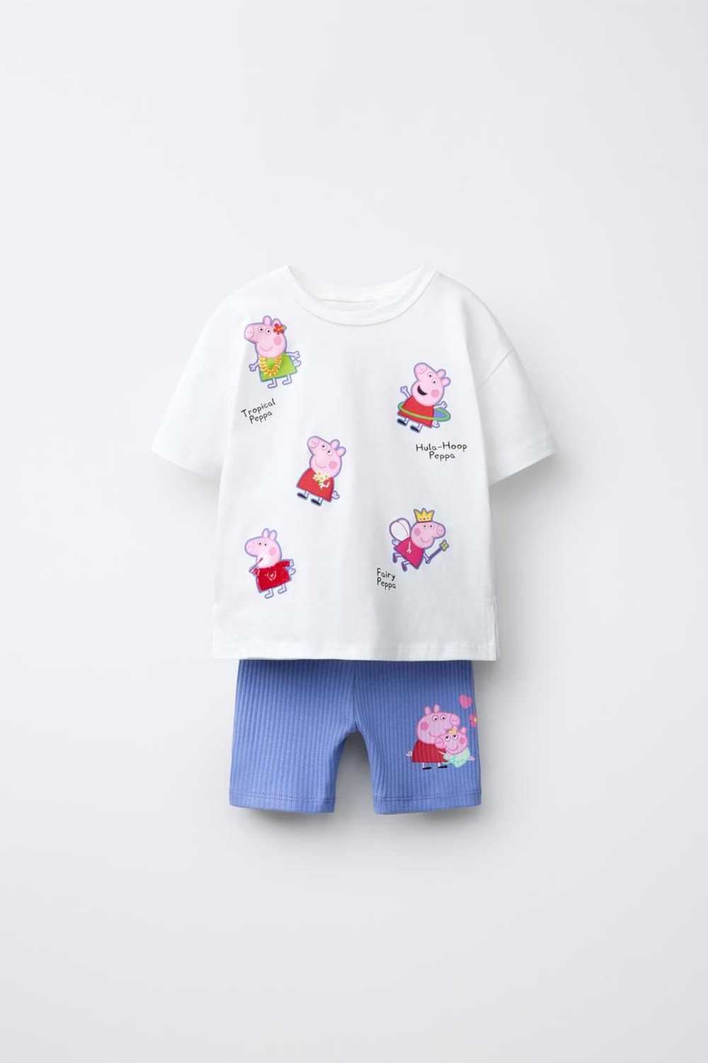 ZARA КОМПЛЕКТ ИЗ ФУТБОЛКИ И ЛЕГИНСОВ-ВЕЛОСИПЕДОК PEPPA PIG ™, СИНИЙ