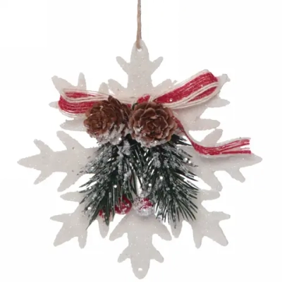 Подвеска елочная БЛЕСК «Снежинка зимняя» 12 см, Белый