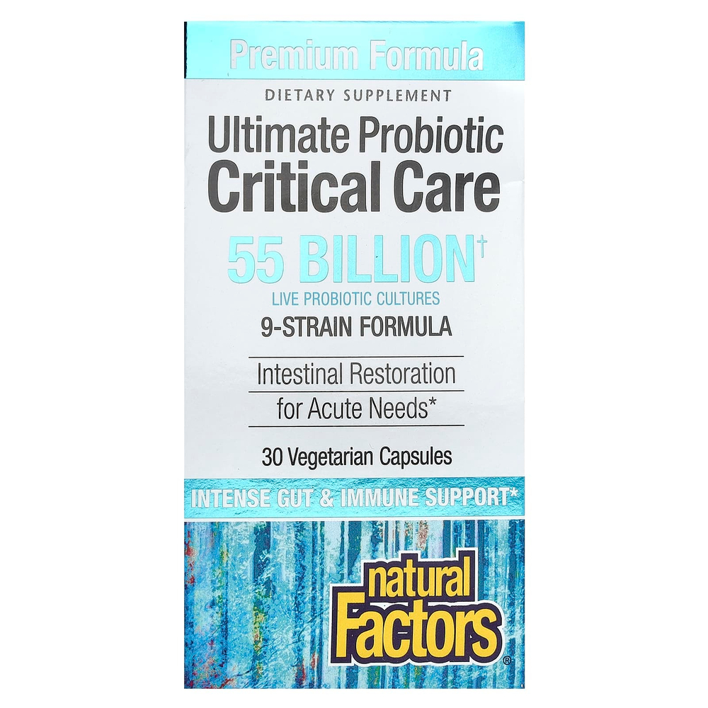 Natural Factors, Ultimate Probiotic, критический уход, 55 млрд КОЕ, 30 вегетарианских капсул
