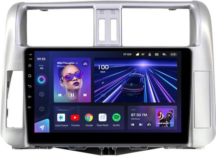 Магнитола для Toyota Land Cruiser Prado 150 2009-2013 (рамка серебро) - Teyes CC3L на Android 10, 8-ядер, CarPlay, 4G SIM-слот