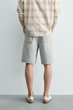 ZARA ДЖИНСОВЫЕ ШОРТЫ RELAXED FIT, ГОЛУБОЙ