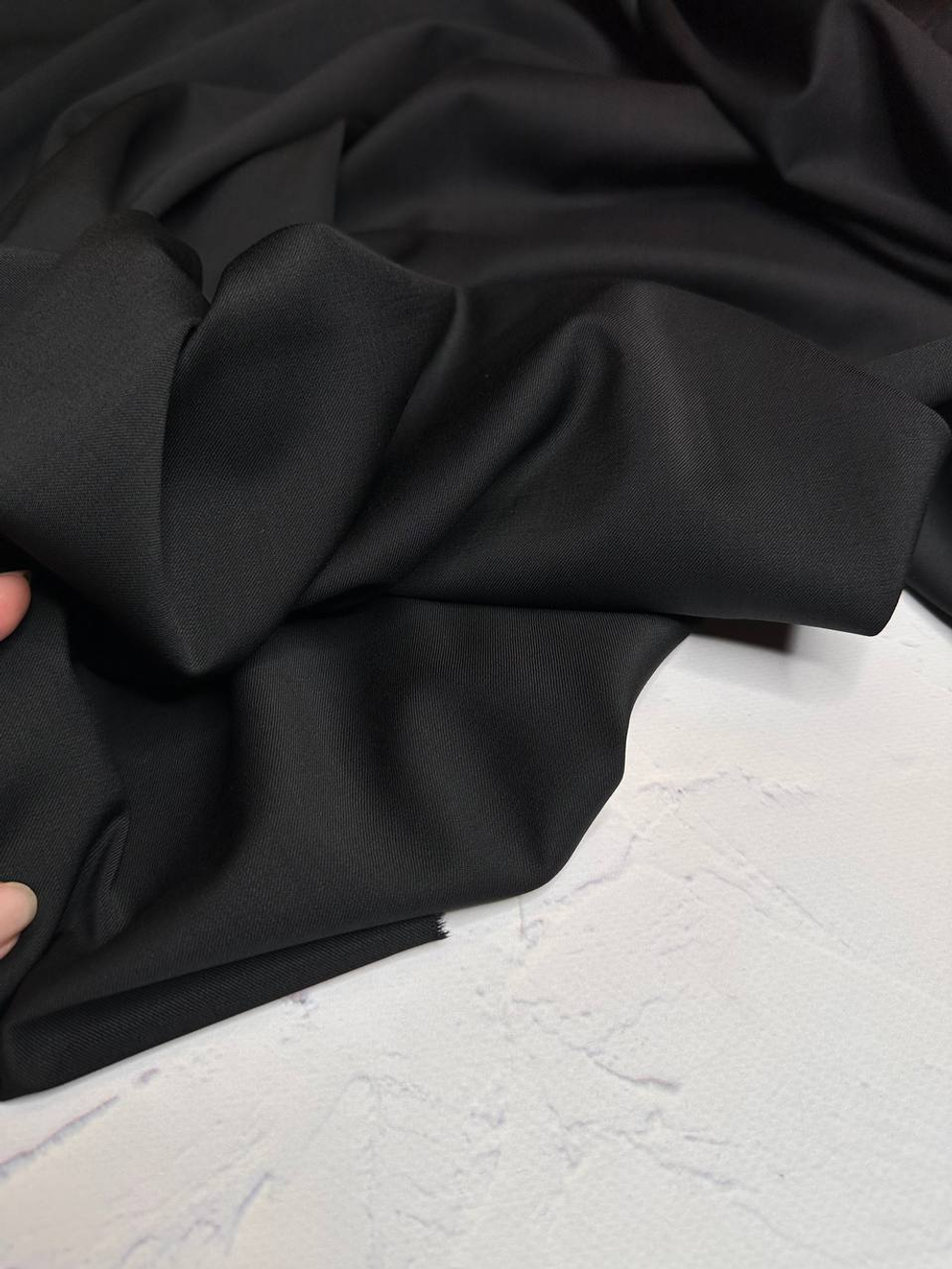 Костюмно-плательная однотонная шерсть с шелком (Marzotto, 85%шерсть/15%шелк, Ночь без звезд, 157, 280 гр/м2)