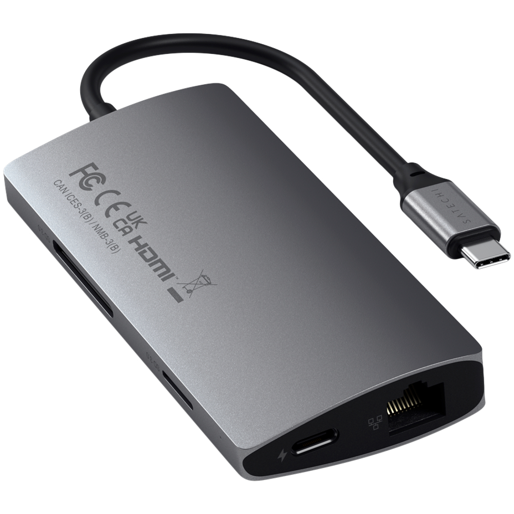 SATECHI Type-C Multi-Port Adapter 4K with Ethernet V2 Space Gray