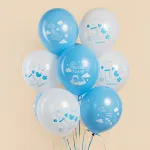 Шар (12''/30 см) Привет, Малыш!, Белый/Голубой, пастель, 2 ст, 25 шт.