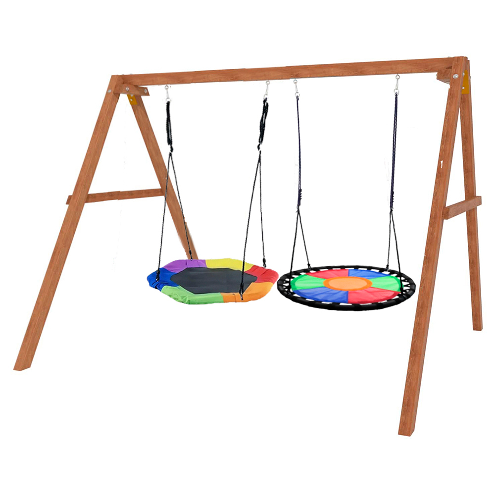 Деревянные качели с гнездом Гексагон и круглым гнездом Свиби