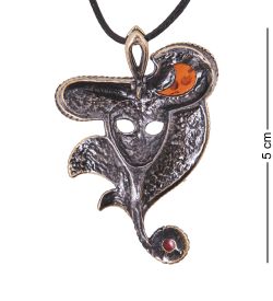 AM-4140 Подвеска «Маска Венеция» (латунь, янтарь)