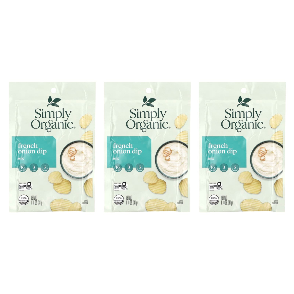 Simply Organic, французская смесь для приготовления лукового соуса, 3 пакетика по 31 г (1,10 унции)