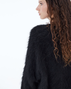 Кардиган на пуговицах из альпака черный