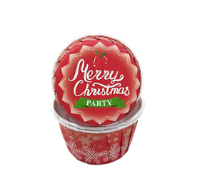 Капсула для капкейка усиленная  Christmas красная со снежинками