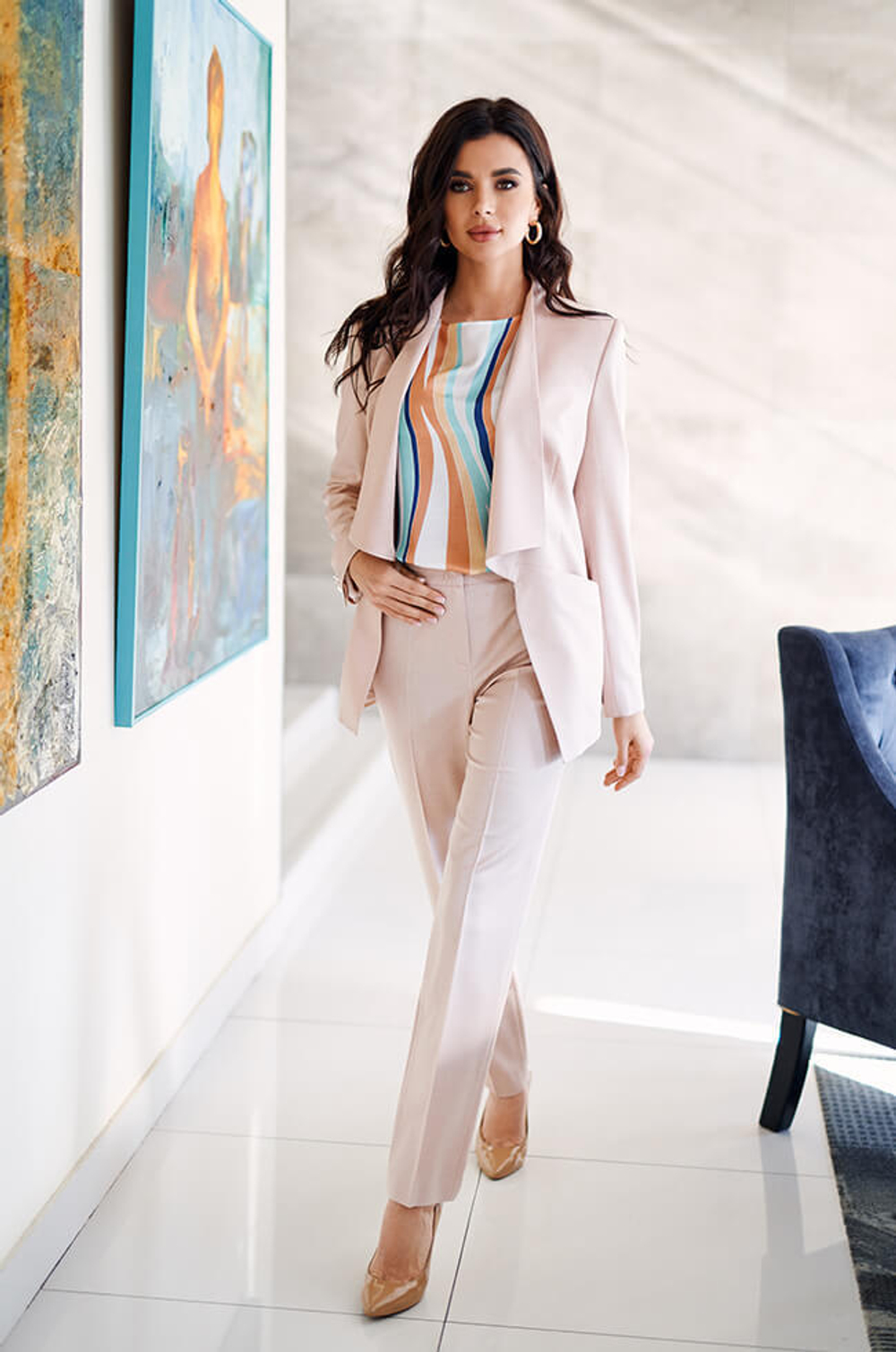 22083 Блузка женская  (полоска мультиколор)