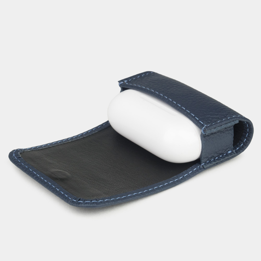 Чехол для наушников AirPods Pro 2,3 из кожи теленка, цвета синий