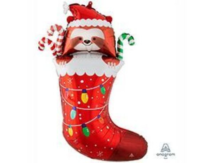 Шар фольгированный (63 см), Носок новогодний и Ленивец , 1шт.