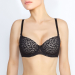 Кружевной бюстгальтер с формованными чашками на тонком поролоне (Размер: 95C) (Цвет: черный)