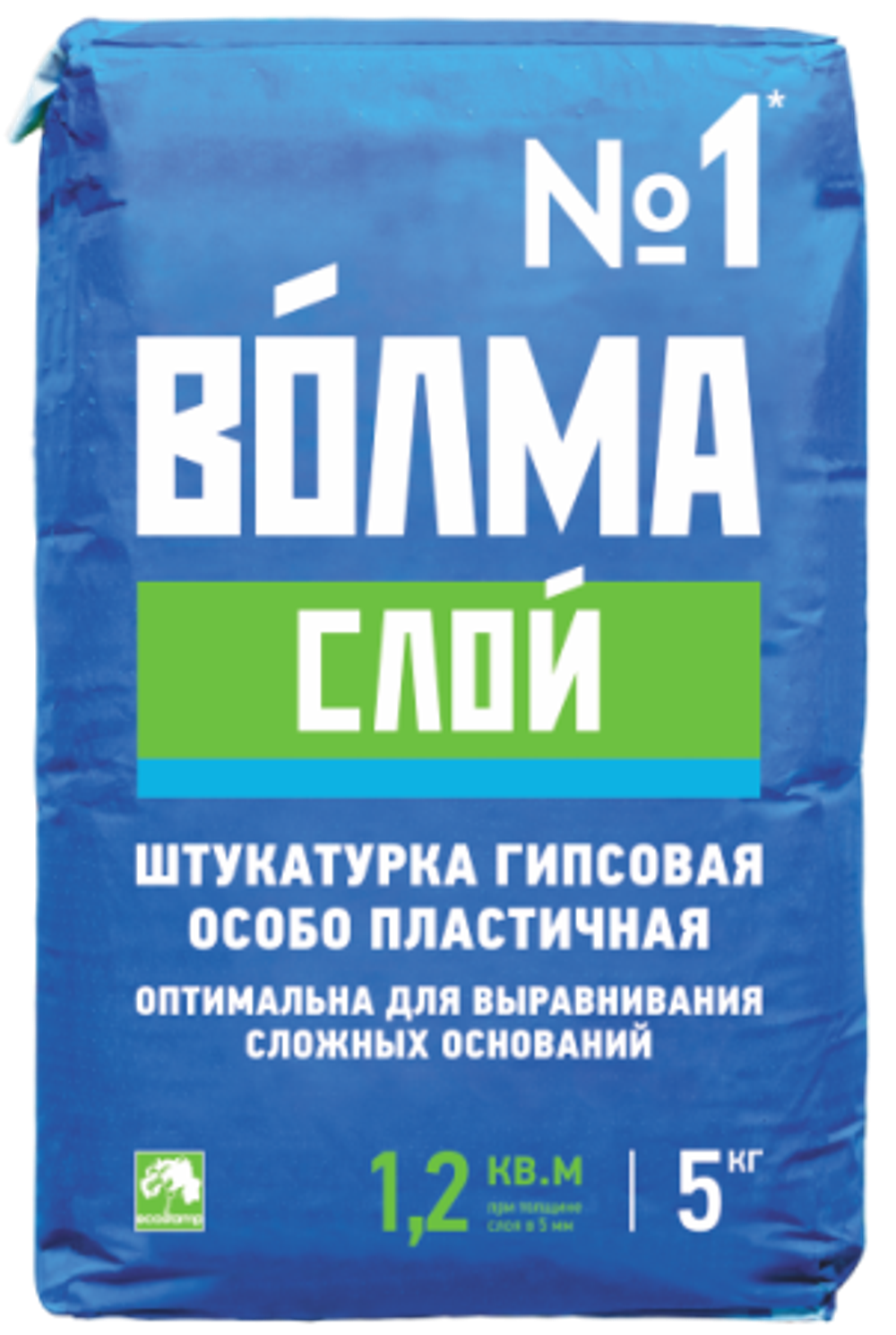 Смесь сухая строительная штукатурная на гипсовом вяжущем "ВОЛМА - Слой" 5 кг