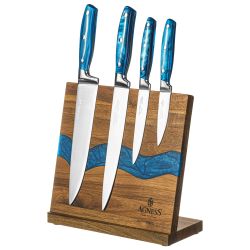 НАБОР НОЖЕЙ AGNESS НА ДЕРЕВЯННОЙ ПОДСТАВКЕ С МАГНИТНЫМ ДЕРЖАТЕЛЕМ, 5 ПРЕДМЕТОВ