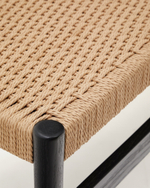 Zaide Скамейка из массива дуба с черной отделкой и сиденьем из веревочного шнура, 120 см